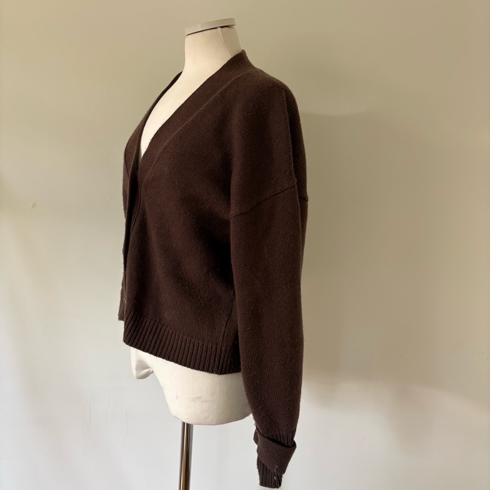 Loulou Studio Chocolate Brown Tiberine Cardigan Sweater Wool Cashmere S - Picture 3 of 9